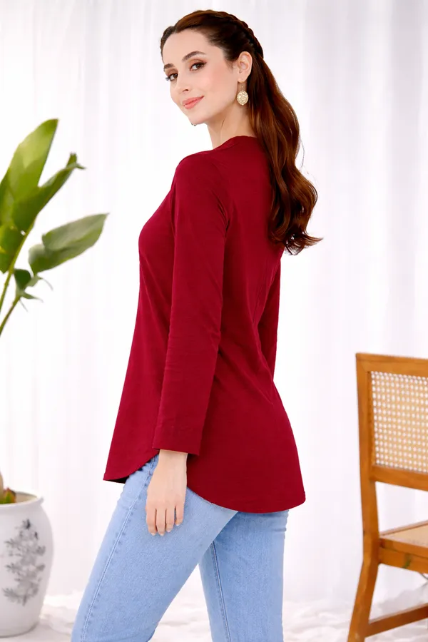 Maroon_Cotton_Straight_Fit_Solid_Tunic_For_Women