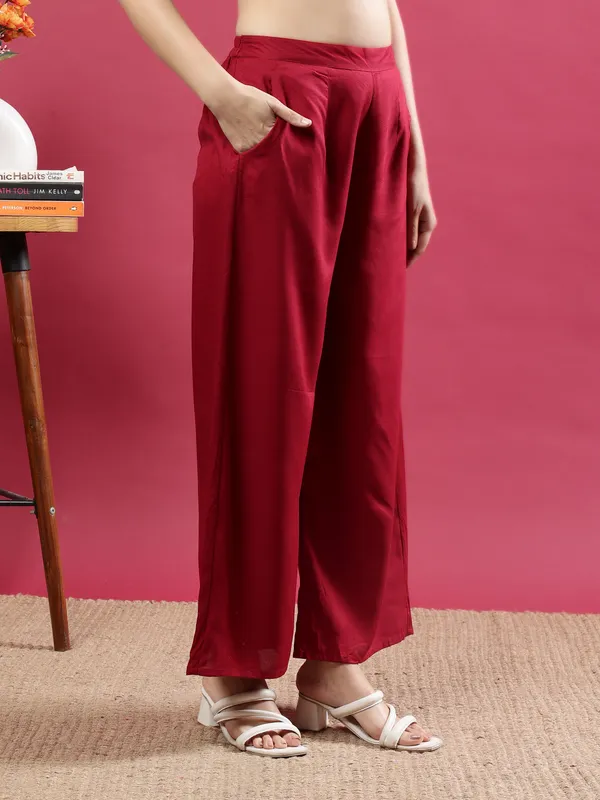 Red_Premium_Cotton_Trousers_For_Women