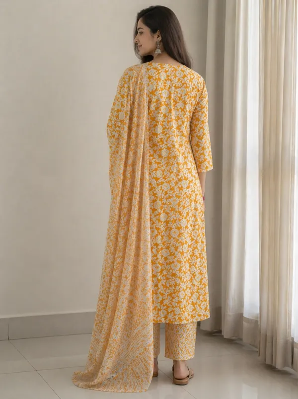 Yellow_Rayon_Straight_Floral_Print_Kurta_Set_For_Women