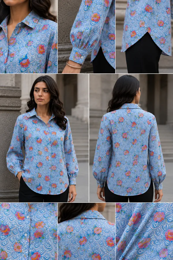 Blue_Premium_Rayon_Shirt_For_Women