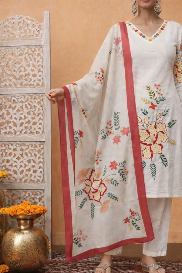 White_Cotton_Straight_Floral_Embroidered_Kurta_Set_For_Women