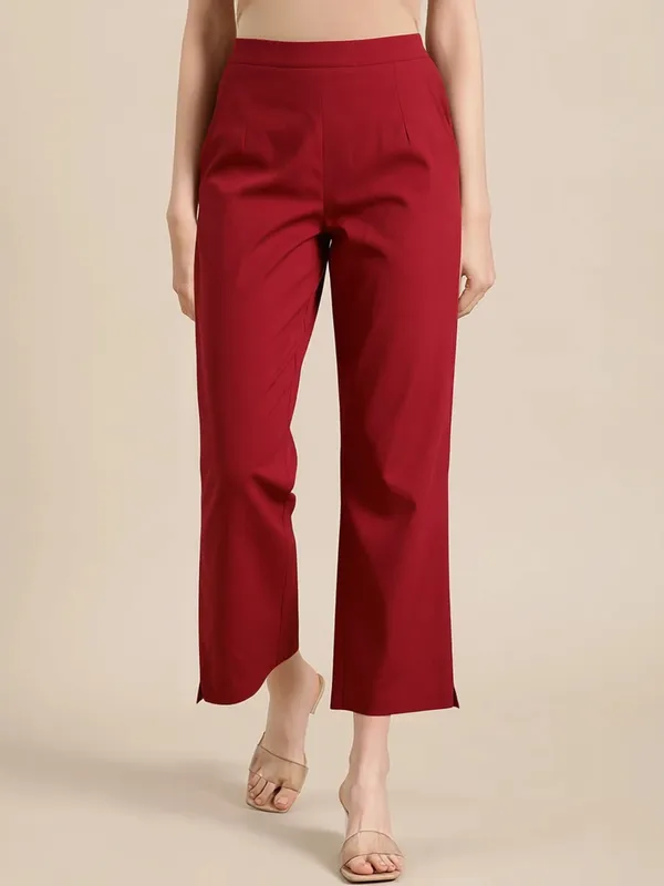 Maroon_Premium_Cotton_Trousers_For_Women