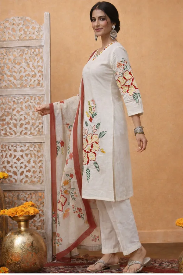 White_Cotton_Straight_Floral_Embroidered_Kurta_Set_For_Women