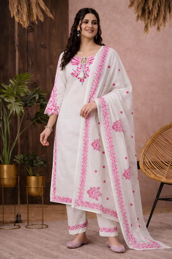 White_Cotton_Straight_Embroidered_Kurta_Set_For_Women