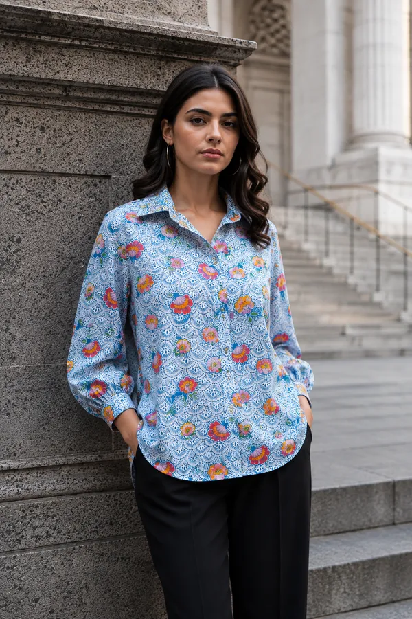 Blue_Premium_Rayon_Shirt_For_Women