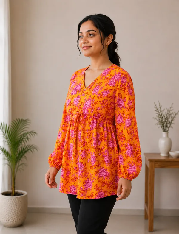 Orange_Premium_Rayon_Top_For_Women