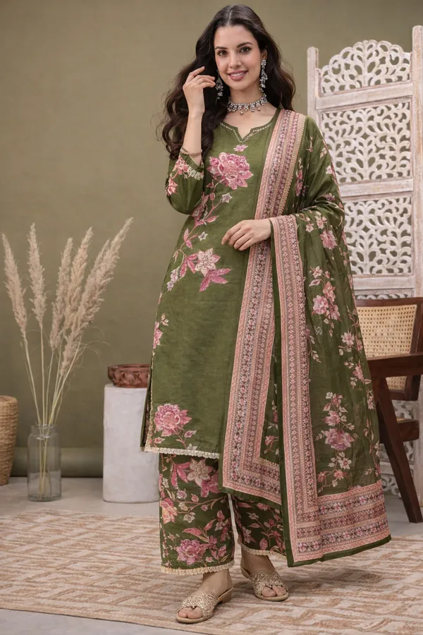 Olive_Cotton_Straight_Floral_Print_Kurta_Set_For_Women