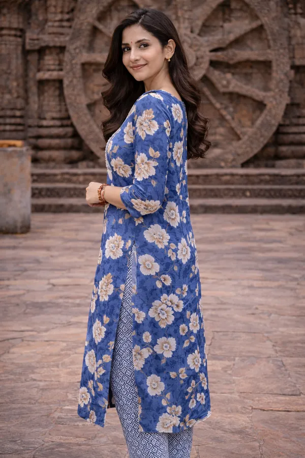 Blue_Rayon_Straight_Floral_Print_Kurta_Set_For_Women