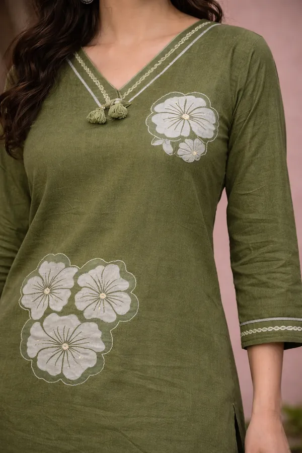 Olive_Green_Rayon_Straight_Floral_Kurta_Set_For_Women