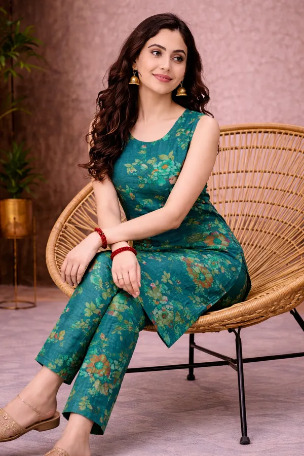 Green_Cotton_Straight_Floral_Print_Kurta_Set_For_Women