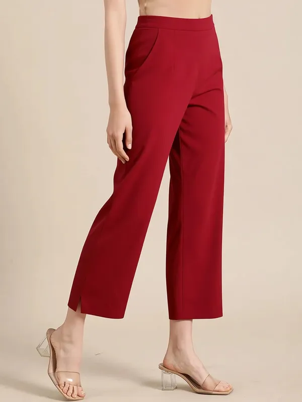 Maroon_Premium_Cotton_Trousers_For_Women