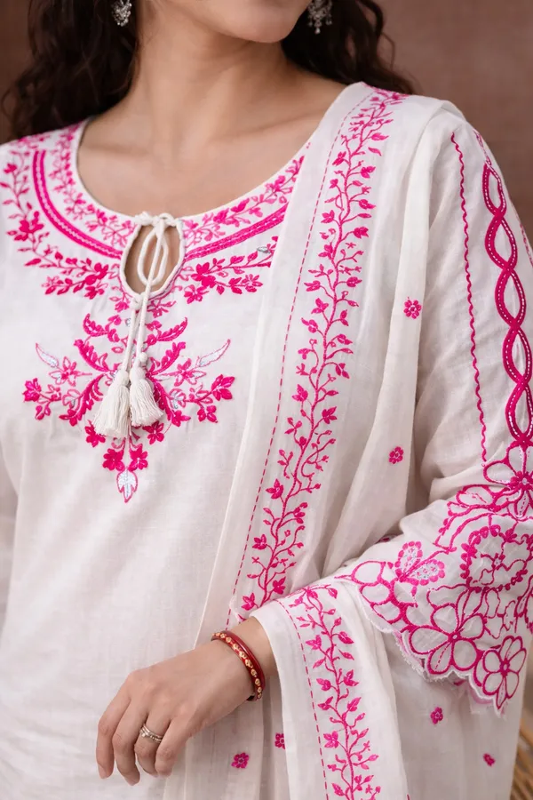 White_Cotton_Straight_Embroidered_Kurta_Set_For_Women