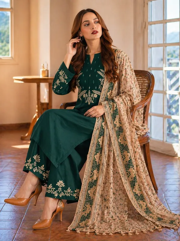 Green_Rayon_Straight_Embroidered_Kurta_Set_For_Women