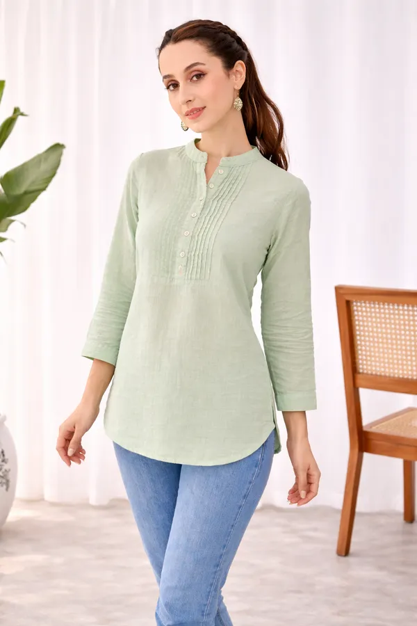 Light_Green_Cotton_Straight_Textured_Kurta_For_Women