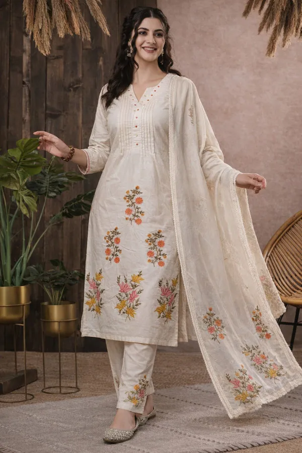 Cream_Cotton_Straight_Floral_Embroidered_Kurta_Set_For_Women