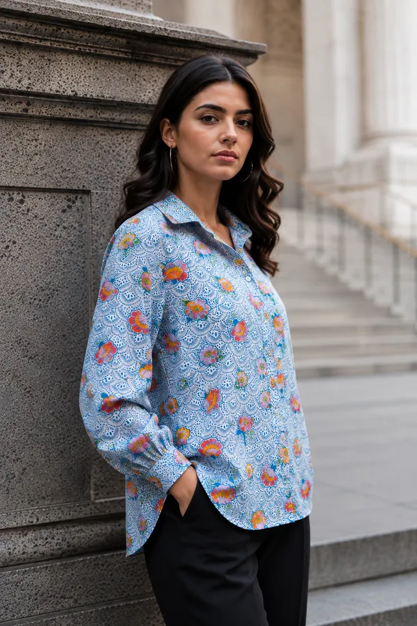 Blue_Premium_Rayon_Shirt_For_Women