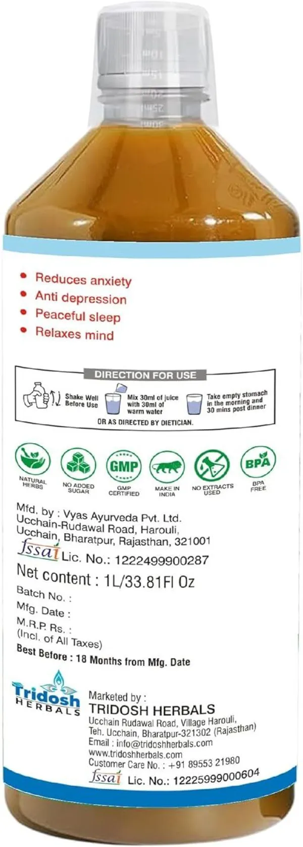 TRIDOSH_HERBALS_Sleep_Well_Juice_1L_|_Ayurvedic_Herbal_Relaxation_Drink_(1_L)
