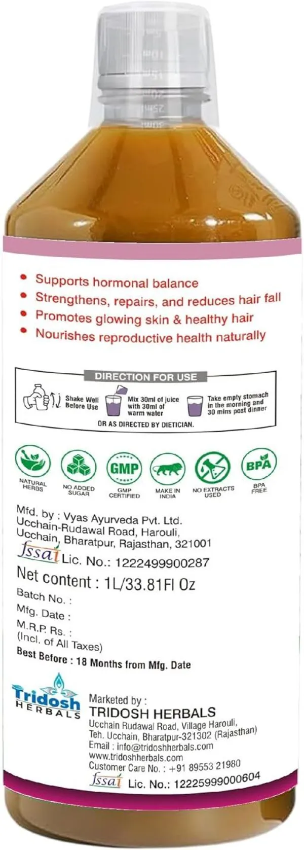 TRIDOSH_HERBALS_Hair_Care_Juice_1L_–_Liquid_Hair_Growth_&_Strength_Support_Formula_(1_L)