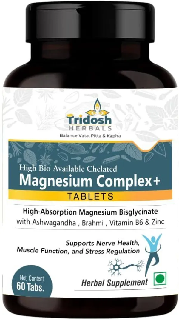 TRIDOSH_HERBALS_Magnesium_Plus_Tablets|Supports_Nerve_Health,_Muscle_Function_&_Stress_Balance_(60_Tablets)
