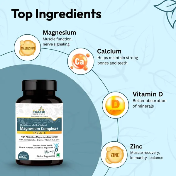 TRIDOSH_HERBALS_Magnesium_Plus_Tablets|Supports_Nerve_Health,_Muscle_Function_&_Stress_Balance_(60_Tablets)