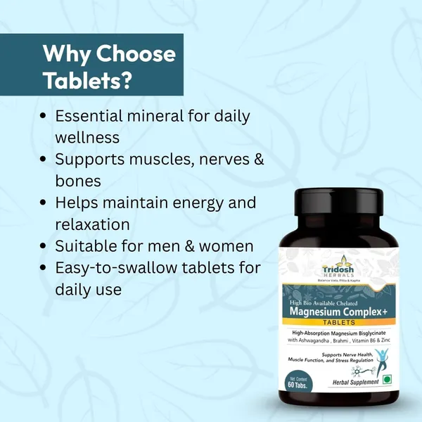 TRIDOSH_HERBALS_Magnesium_Plus_Tablets|Supports_Nerve_Health,_Muscle_Function_&_Stress_Balance_(60_Tablets)