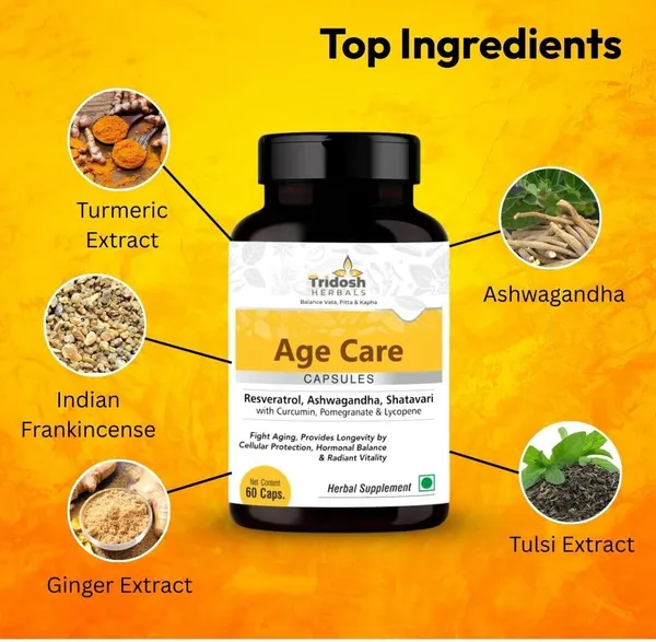 TRIDOSH_HERBALS_Age_Care_Capsules|Anti-Ageing_Herbal_Supplement|Ashwagandha,Shatavari_&_Curcumin_(60_Capsules)