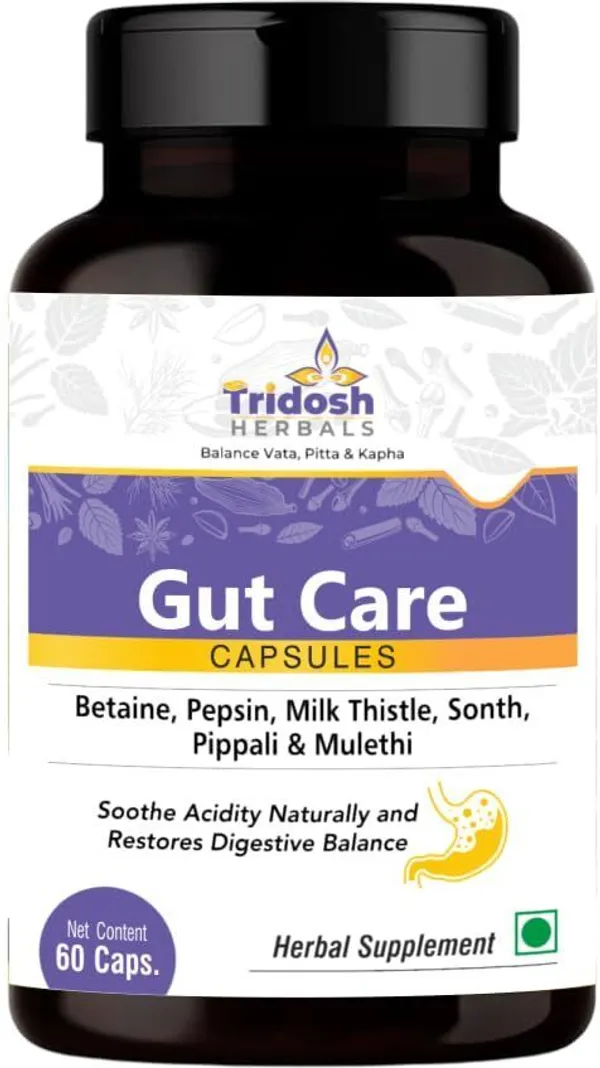 TRIDOSH_HERBALS_Gut_Care_Capsules|Supports_Digestive_Health_&_Gut_Balance|Riphala,Ginger,Fennel_(60_Capsules)