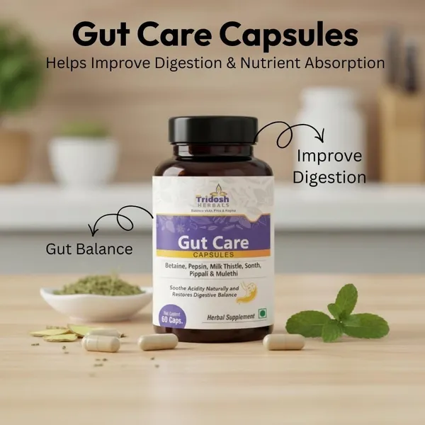 TRIDOSH_HERBALS_Gut_Care_Capsules|Supports_Digestive_Health_&_Gut_Balance|Riphala,Ginger,Fennel_(60_Capsules)