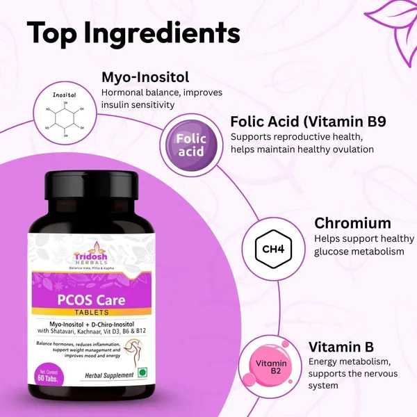 TRIDOSH_HERBALS_Pcos_Tablet|Hormonal_Balance_&_Metabolic_Health_In_Pcos|Myo-Inositol_Supplement_(60_Tablets)