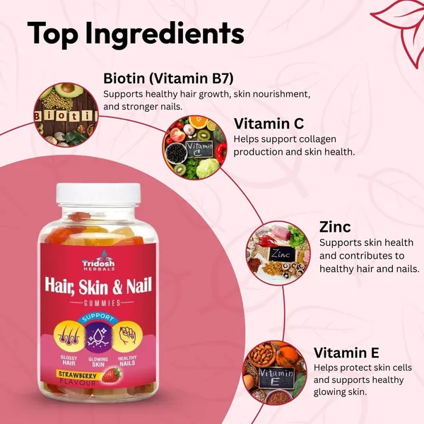 TRIDOSH_HERBALS_Hair_Skin_&_Nail_Gummies_For_Strong_Hair,Glowing_Skin_&_With_Biotin,Vitamin_C&_E_(60_No)