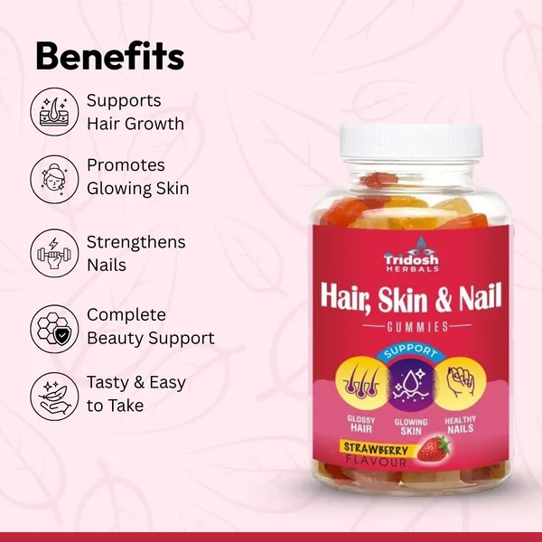 TRIDOSH_HERBALS_Hair_Skin_&_Nail_Gummies_For_Strong_Hair,Glowing_Skin_&_With_Biotin,Vitamin_C&_E_(60_No)