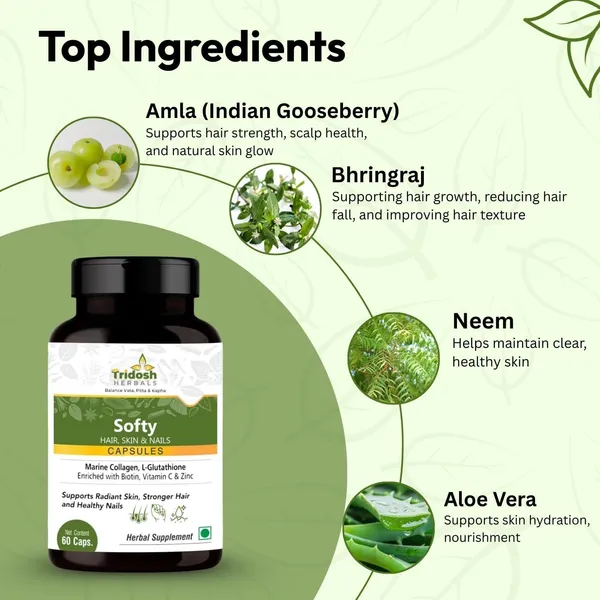 TRIDOSH_HERBALS_Softy_Hair,_Skin_&_Nails_Capsules|Helps_Support_Healthy_And_Skin&_Hair_Growth_(60_Capsules)