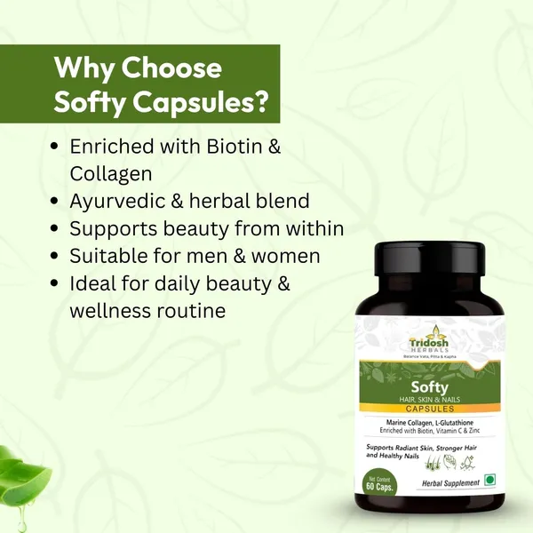 TRIDOSH_HERBALS_Softy_Hair,_Skin_&_Nails_Capsules|Helps_Support_Healthy_And_Skin&_Hair_Growth_(60_Capsules)