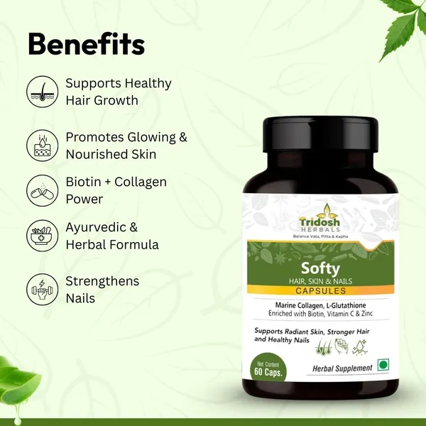 TRIDOSH_HERBALS_Softy_Hair,_Skin_&_Nails_Capsules|Helps_Support_Healthy_And_Skin&_Hair_Growth_(60_Capsules)