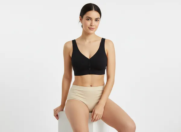 Ribbed_U_Back_Maternity_Front_Open_Snug_Fit_Comfort_Bra_For_Women_Black