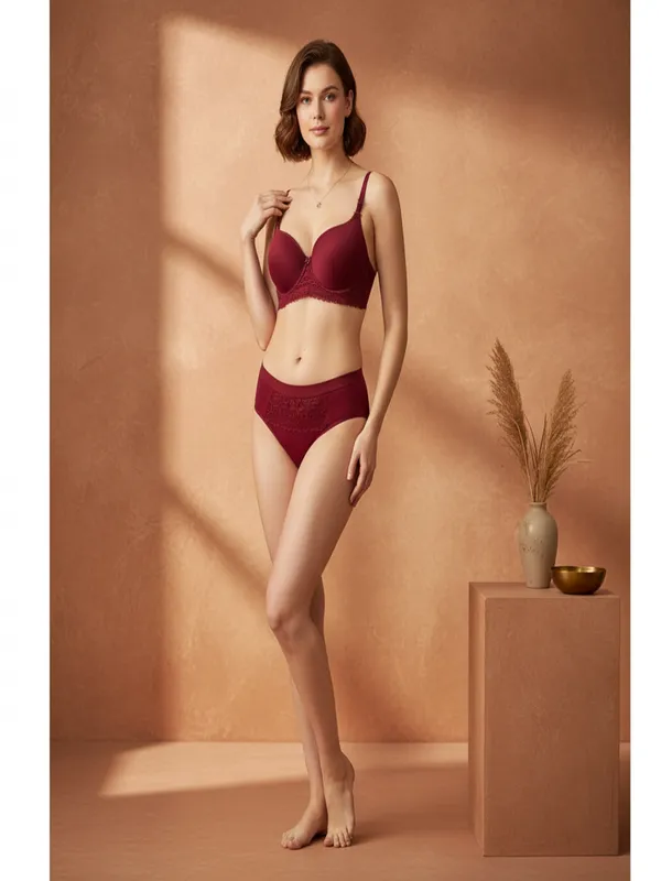 Bridal_Set_Cotton_Lace_Maroon_Non_Padded_Bra_And_Panty_Set_For_Women