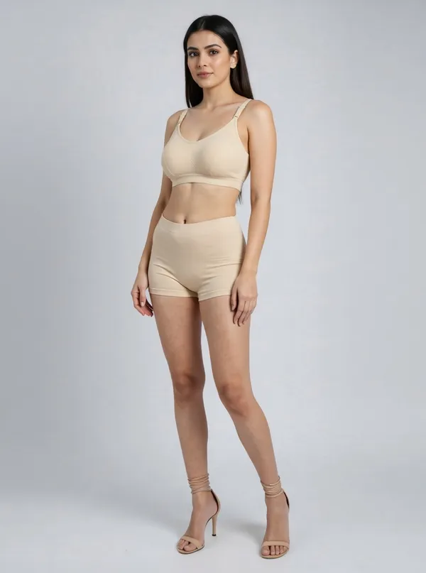 Beige_Seamless_Wire-Free_Full_Coverage_Bra_For_Women