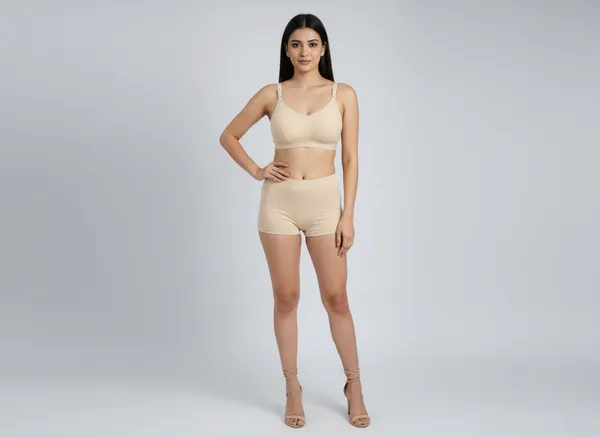 Beige_Seamless_Wire-Free_Full_Coverage_Bra_For_Women