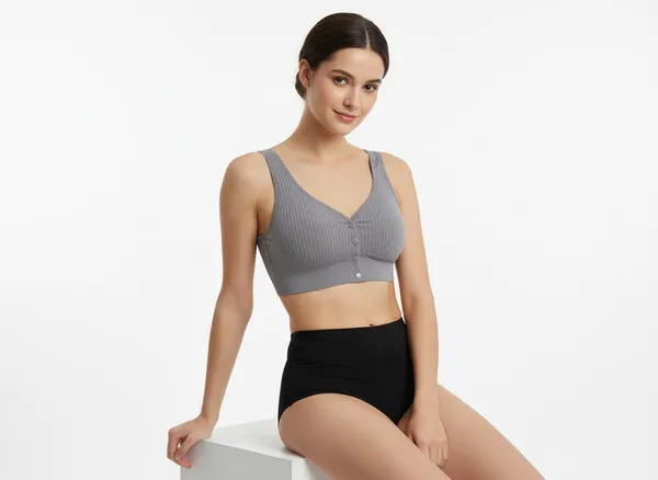 Ribbed_U_Back_Maternity_Front_Open_Snug_Fit_Comfort_Bra_For_Women_Grey