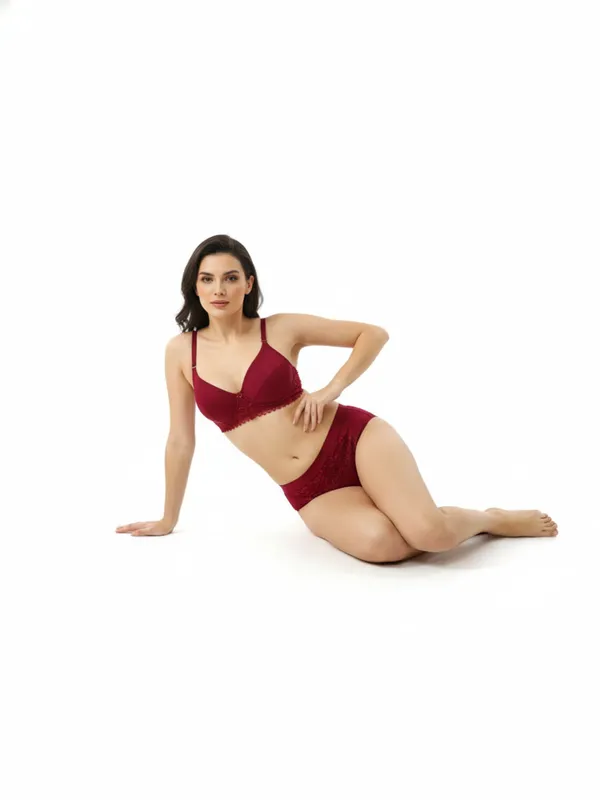 Bridal_Set_Cotton_Lace_Maroon_Non_Padded_Bra_And_Panty_Set_For_Women