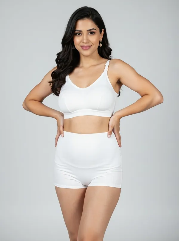 White_Ribbed_Wire-Free_Seamless_Bra_For_Women