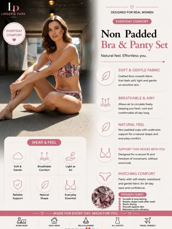 Pink_Floral_Print_Non_Padded_Summer_Print_Bra_And_Panty_Set_For_Women