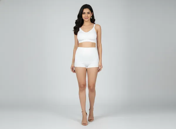 White_Ribbed_Wire-Free_Seamless_Bra_For_Women