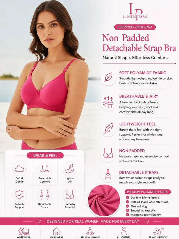 Switchfit_Hot_Pink_Non_Padded_Detachable_Strap_Everyday_Bra_For_Women