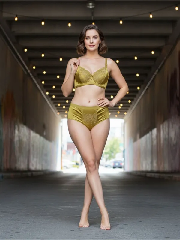 Olive_Green_Lace_Non_Padded_Bra_And_Panty_Set_For_Women
