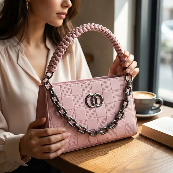 Elegant_Pink_Quilted_Handbag_With_Chain_Handle_And_Turn_Lock_Closure