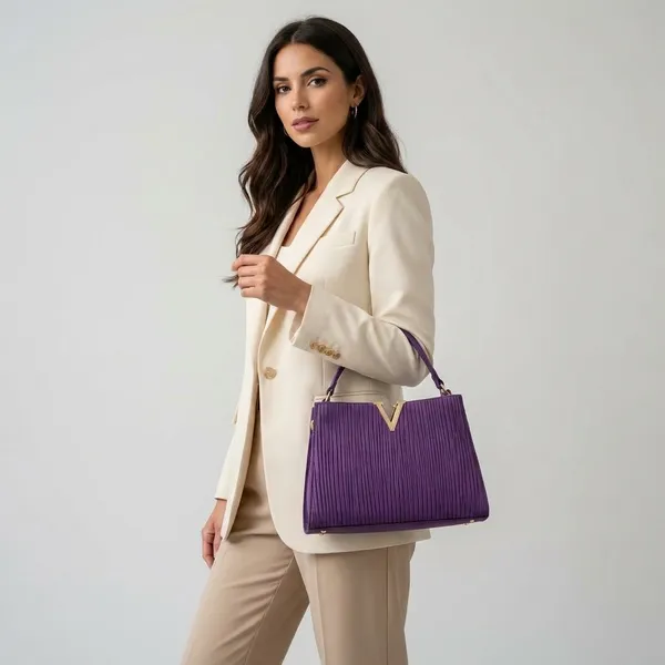 Premium_Purple_Pleated_Crossbody_Handbag_With_Gold_V_Accent