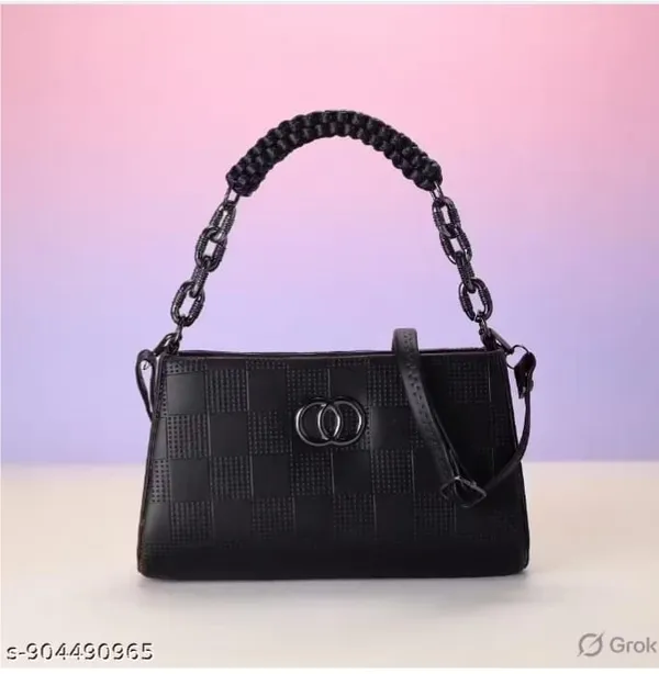 Black_Textured_Handbag_With_Braided_Handle_And_Chain_Strap