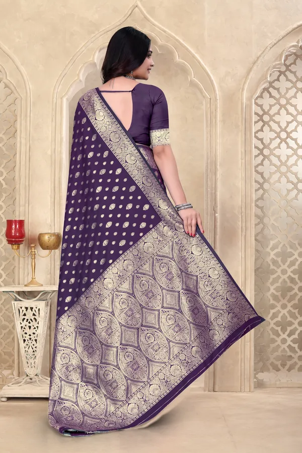 Purple_Banarasi_Silk_Saree_With_Golden_Zari_Work