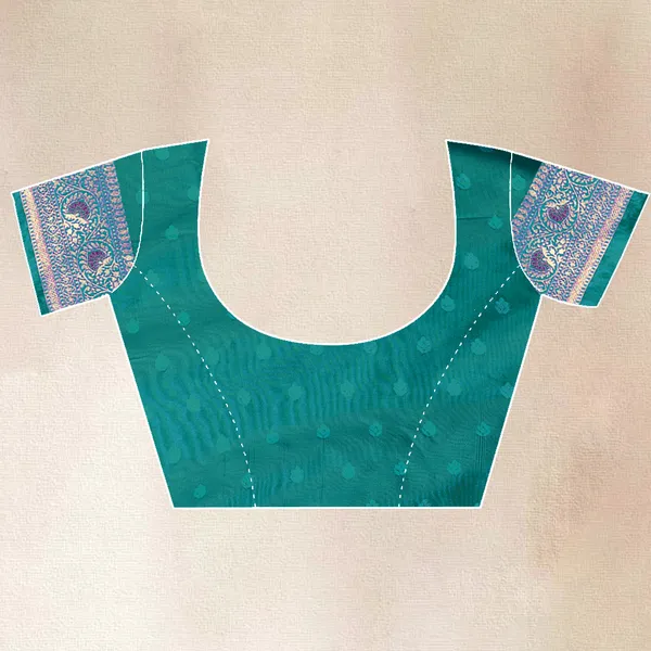 Purple_Banarasi_Silk_Saree_With_Teal_Zari_Border_And_Blouse